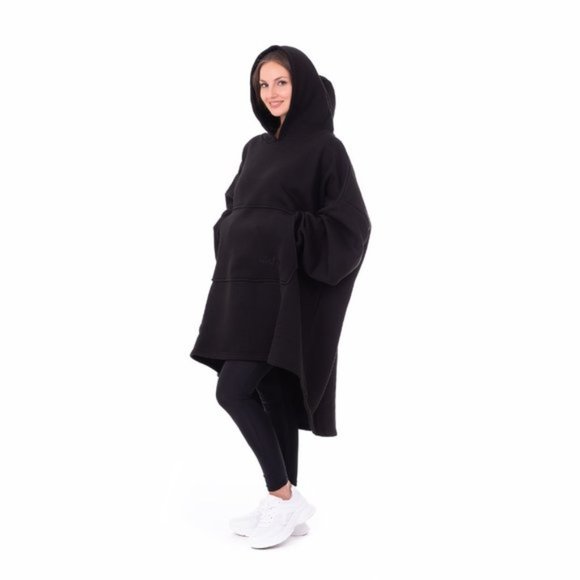 The Hoodie Oversized Knit Sweatshirt Black - Picture 2 of 12